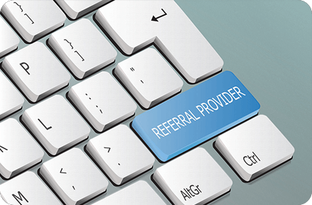 A keyboard with the word referral provider written on it.