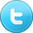 A blue button with the twitter logo on it.